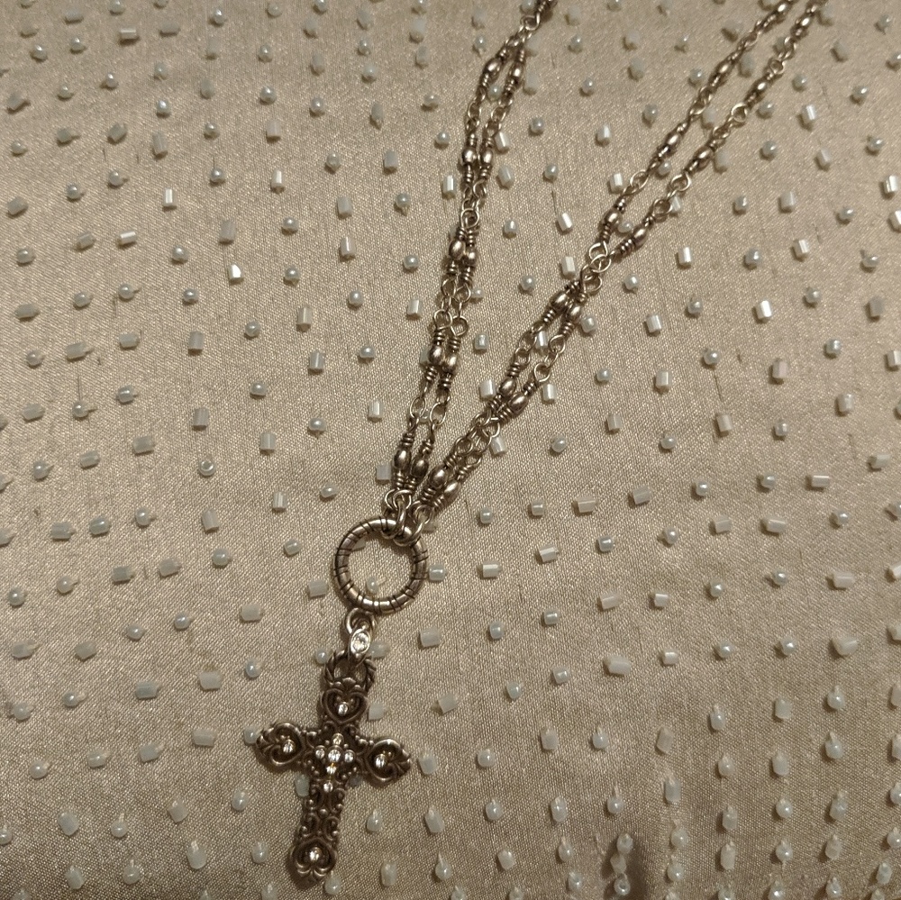 Brighton 8 inch cross 2 sided necklace